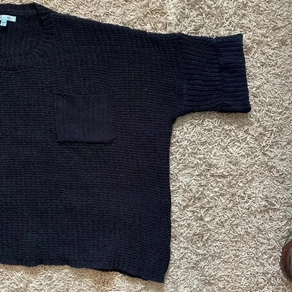 She and sky Black Knit Short Sleeve Oversized Sweater Size One Size - Picture 3 of 10